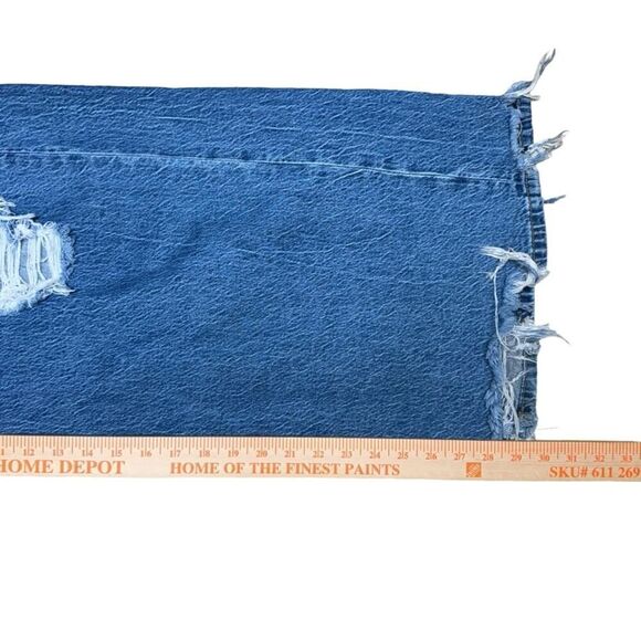 We The Free CRVY Destructed Straight-Leg Jeans Wide Leg Baggy Size 32 Blue Denim - Picture 15 of 16